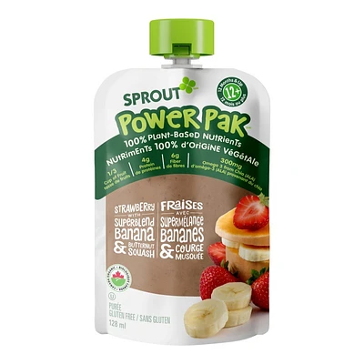 Sprout Organic Power Pak Puree - Strawberry with Superblend, Banana and Butternut Squash - 128ml