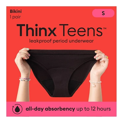 Thinx for All Super Absorb For Teens Bikini Panties - Small - Black