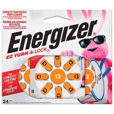 Energizer EZ Turn & Lock Size Hearing Aid Batteries - 24 Pack