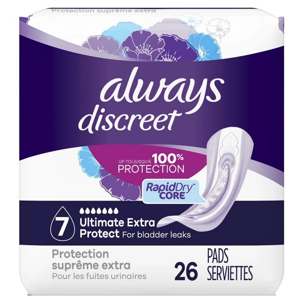 Always Discreet Up To 100% Protection Incontinence Pads - Ultimate Extra
