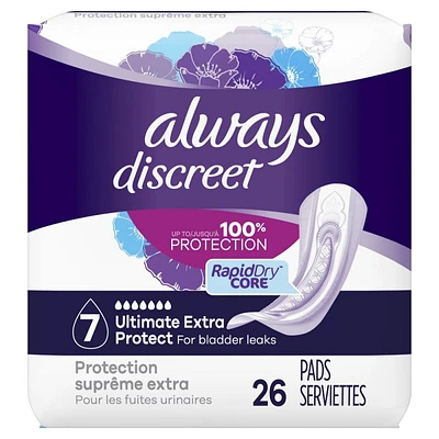 Always Discreet Up To 100% Protection Incontinence Pads - Ultimate Extra