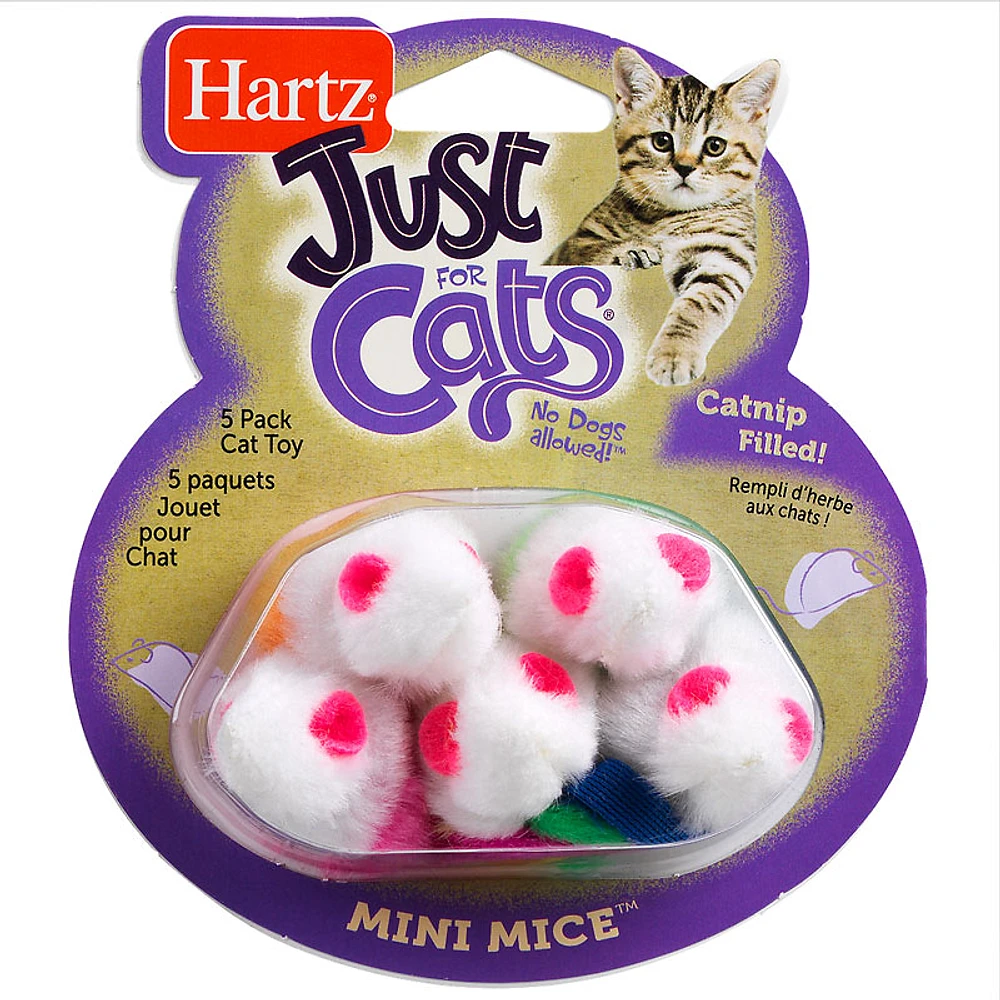 Hartz Mini Mice Cat Toy - Assorted - 5 pack