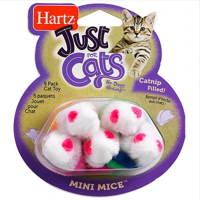 Hartz Mini Mice Cat Toy - Assorted - 5 pack