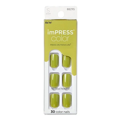 ImPRESS Color Press-on Manicure False Nails Kit - Short - Green Juice - 30's