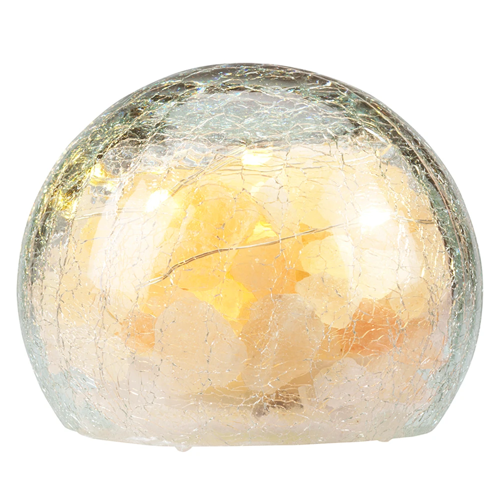 LED Crackle Globe with Himalayan Salt