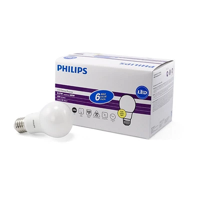 Philips A19 LED Light Bulb - Soft White - 8.5w/60w - 6 pack
