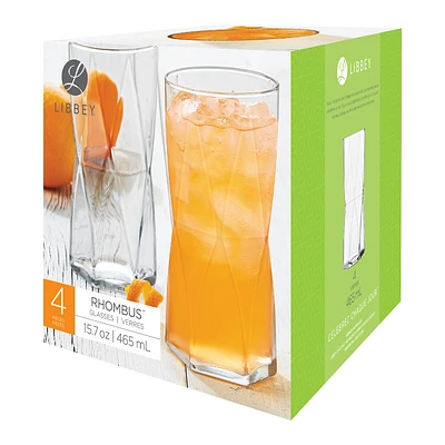 Libbey Rhombus Cooler Glasses - 465ml - 4 pieces