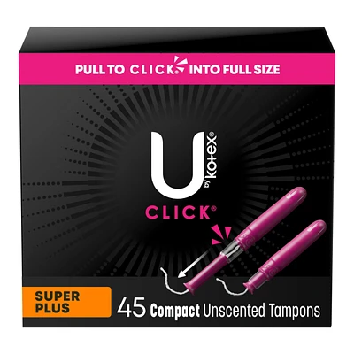 U by Kotex Click Compact Tampons - Super Plus - Unscented - 45 Count