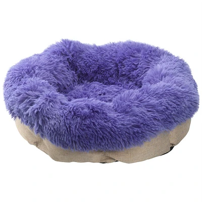 Pet Bed PV Fur Round - Assorted