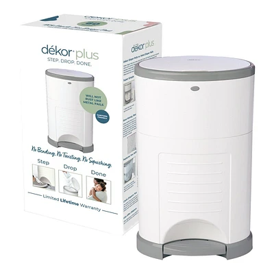 Dekor Plus Hands Free Diaper Pail - White