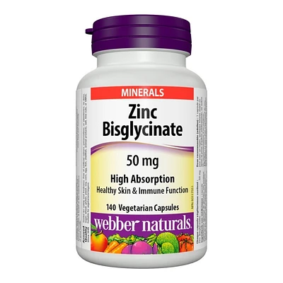 Webber Naturals Zinc Bisglycinate Capsules - 50mg - 140s