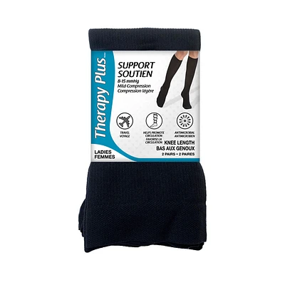 Therapy Plus Ladies Knee High Socks - Navy - 2 Pair -  Size 6 to 10