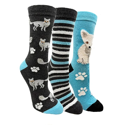 Wildfeet Fuzzy Winter Fox Socks - Grey