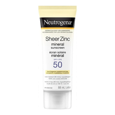Neutrogena Sheer Zinc Mineral Sunscreen - SPF 50 - 88ml