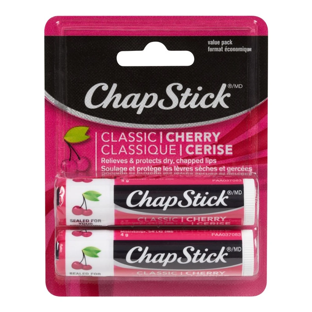 ChapStick Classic Lip Balm - Cherry - 2 x 4g