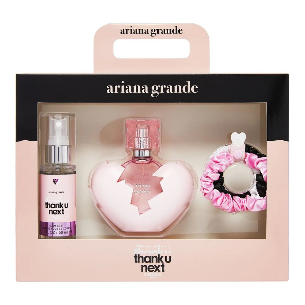 Ariana Grande Thank You Next Eau de Parfum, Body Mist and Hair Scrunchies Gift Set - 3 piece