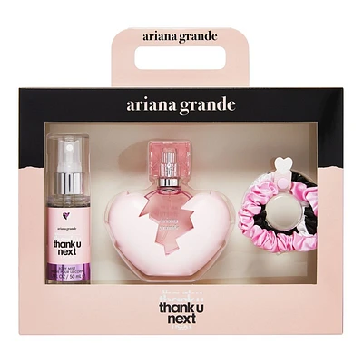 Ariana Grande Thank You Next Eau de Parfum, Body Mist and Hair Scrunchies Gift Set - 3 piece