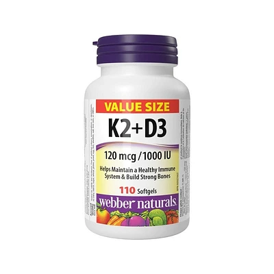 Webber Naturals Vitamin K2 + D3 Softgels - 120's