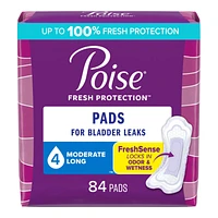 Poise Incontinence Long Length Pads - Moderate Absorbency - 84 Count