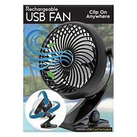 Personal Clip On Rechargeable USB Desktop Fan - AJ116