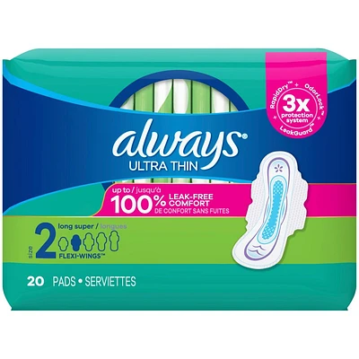 Always Ultra Thin Long Super - Size 2 - 20's