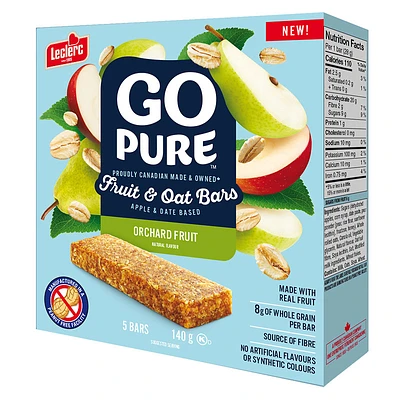 Leclerc Go Pure Fruit and Oat Bars - Orchard Fruit - 5pk/140g