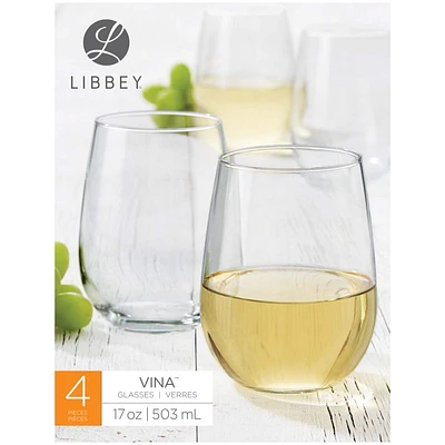 Libbey Vina Stemless White Wine Glass Set - 4 piece