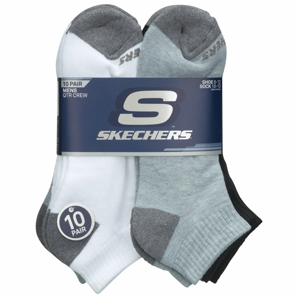 Skechers Men's Quarter Crew Socks - White - 10 pack