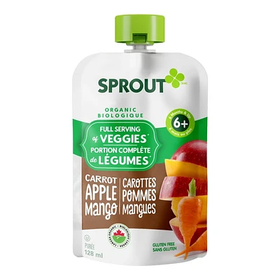 Sprout Organic Baby Food Puree - Carrot Apple Mango - 128ml