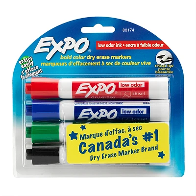 Expo 2 Low Odor Dry Eraser - Chisel Tip - 4 pack