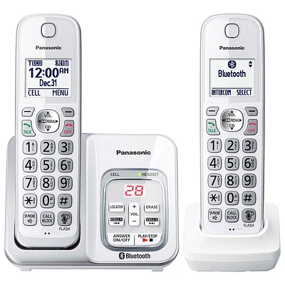 Panasonic 2-Handset Cordless Phone - White - KXTGD592W