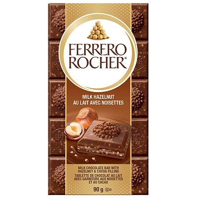 Ferrero Rocher Premium Milk Chocolate Bar - Hazelnut Bar - 90g
