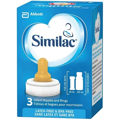 Similac Latex-Free Infant Nipples and Rings - 3pk