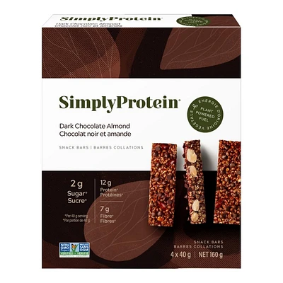 SimplyProtein Plant-Based Snack Bars - Dark Chocolate Almond - 4 x 40g