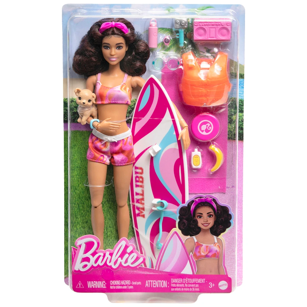 Barbie Doll with Surfboard and Beach Accessories