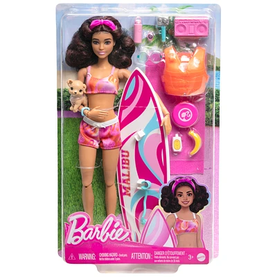 Barbie Doll with Surfboard and Beach Accessories