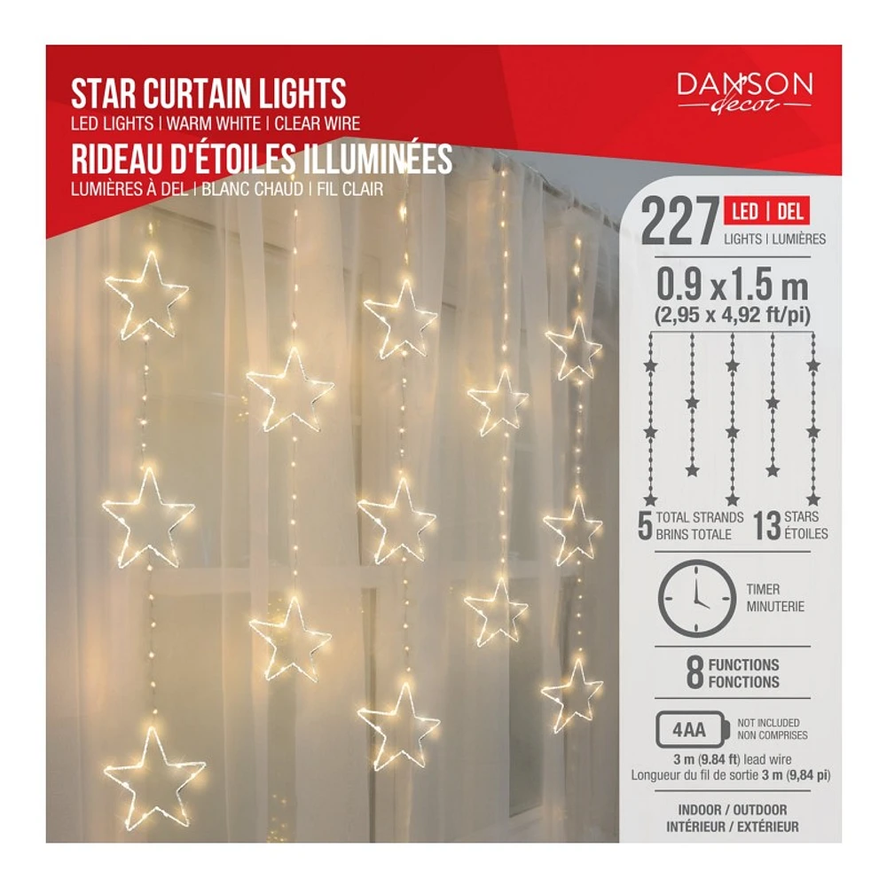 Danson Decor LED Light Curtain - Warm White - Stars - 227 Lights