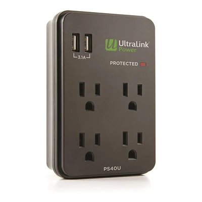 UltraLink Power 4 Outlet 2 USB Surge Protector - PS40U
