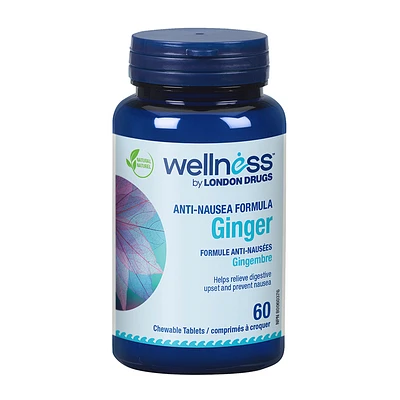 Wellness by London Drugs Ginger Anti-Nausea Formula - Chewable - 60's