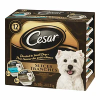 Cesar Slices for Dogs - New York Strip/Braised Chicken and Garden Vegetables - 12 x 100g