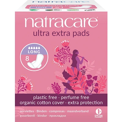 Natracare Ultra Extra Pads - Long - 8s