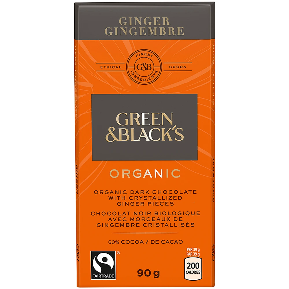 Green & Black's Organic Chocolate - Ginger - 90g