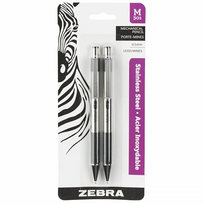 Zebra Stainless Steel Mechanical Pencil - 2's