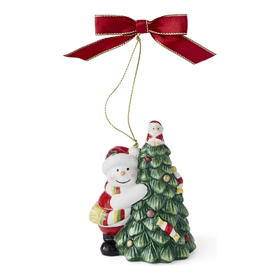 Spode Christmas Tree Ornament - Hugging Snowman