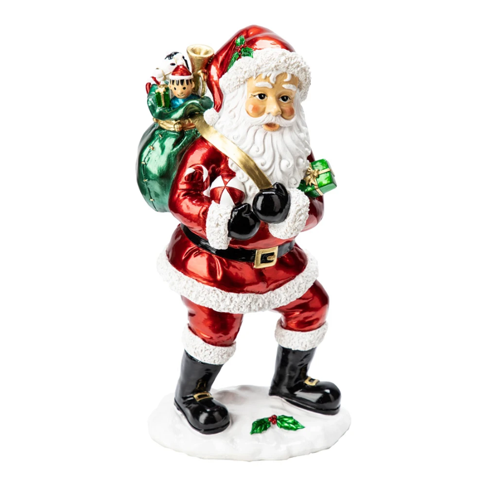 Danson Decor Decorative Figurine - Santa with Gift Bag - Green/Red/White