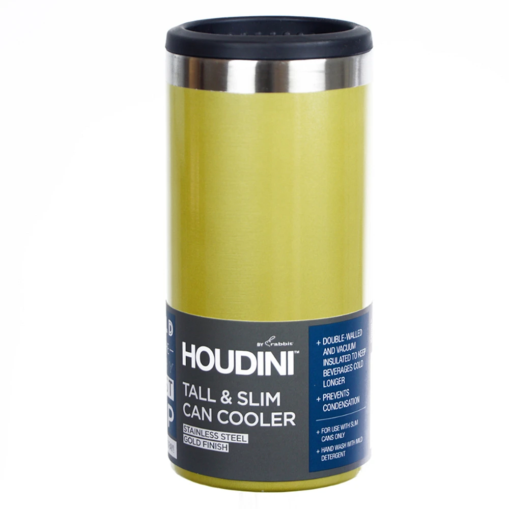 Houdini Tall & Slim Can Cooler - Gold - 12oz