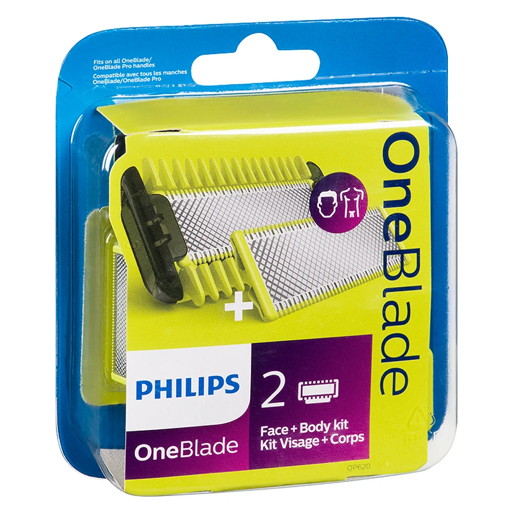 Philips OneBlade Face + Body Replacement Heads - 2s - QP620/50