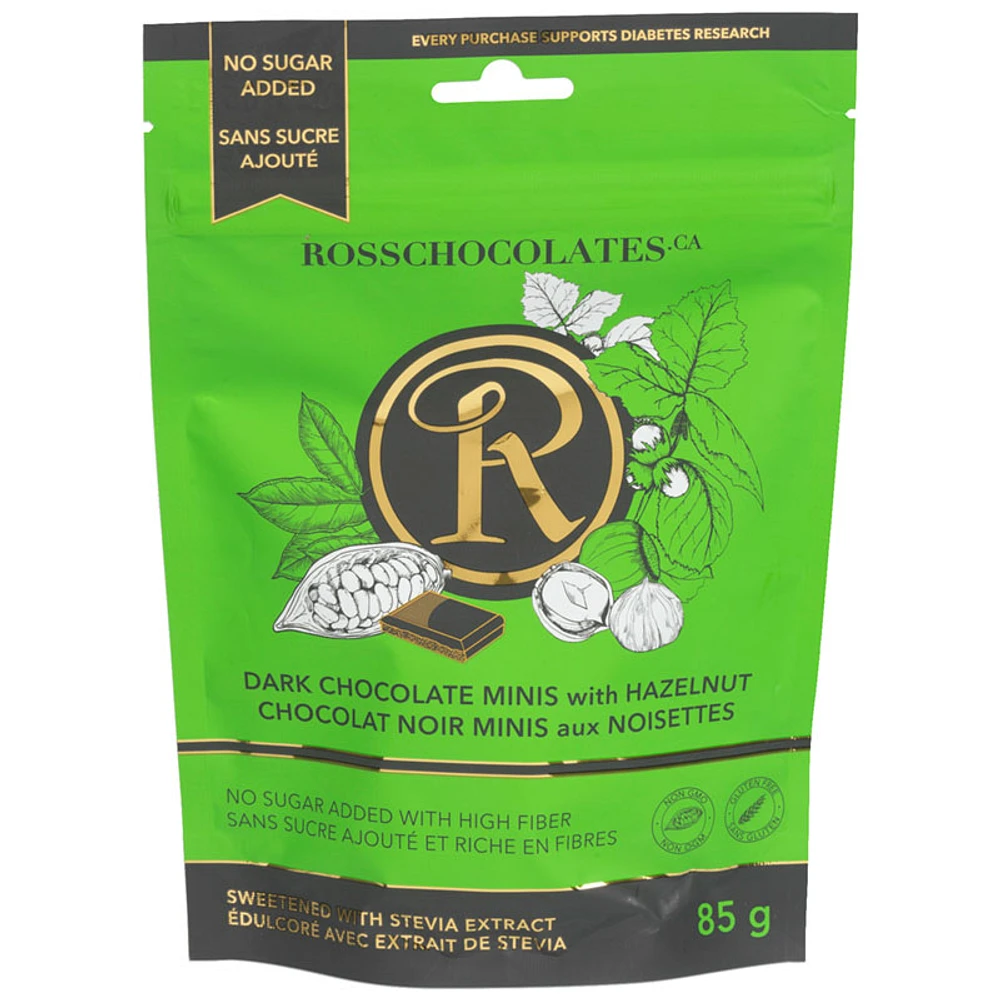 Ross Stevia Pouch Dark Chocolate Minis - Hazelnut - 85g