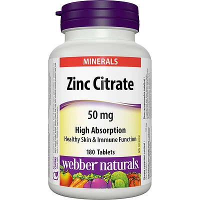 Webber Naturals Zinc Citrate 50mg - 180s