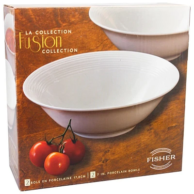 Fisher Home Porcelain Bowls - 2pce - White